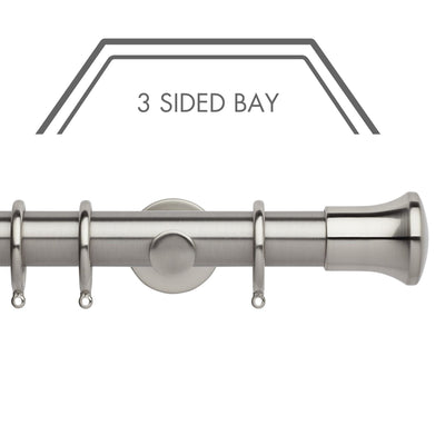 Hallis Neo Stainless Steel Trumpet 3-Sided Bay Window Curtain Pole Set