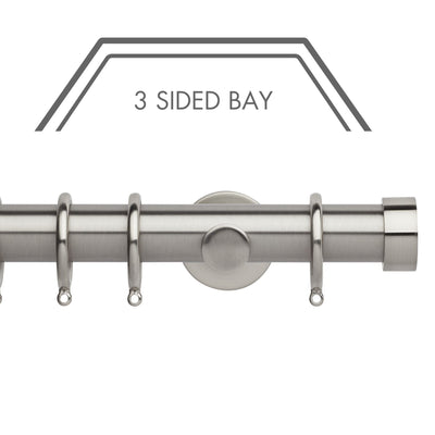 Hallis Neo Stainless Steel End Cap 3-Sided Bay Window Curtain Pole Set