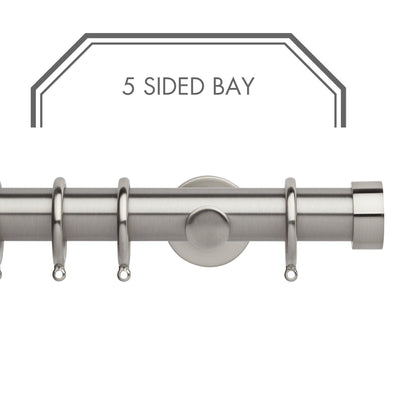 Hallis Neo Stainless Steel End Cap 5-Sided Bay Window Curtain Pole Set