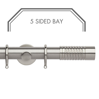 Hallis Neo Stainless Steel Wired Barrel 5-Sided Bay Window Curtain Pole Set