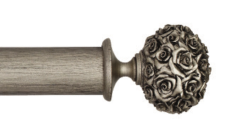 Byron &amp; Byron Floral Romantics Posy Finial Curtain Pole Set in Dark Pearl