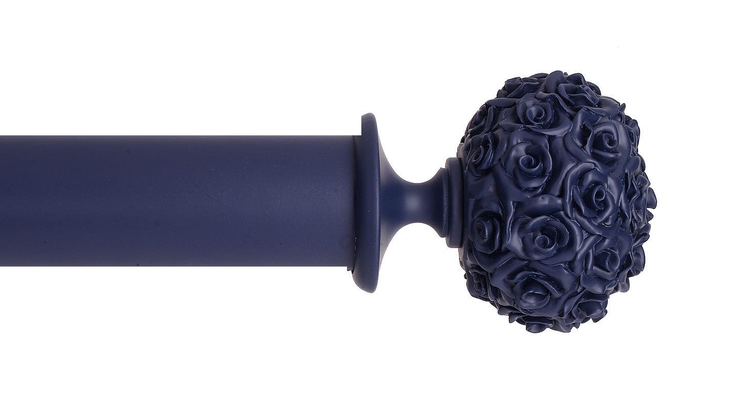 Byron &amp; Byron Floral Neon Posy Finial Curtain Pole Set in Navy