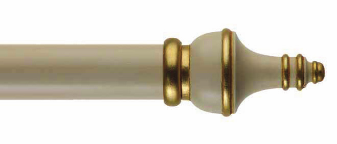 Byron &amp; Byron Classic Pasteum Finial Curtain Pole Set in Antiqued Cream