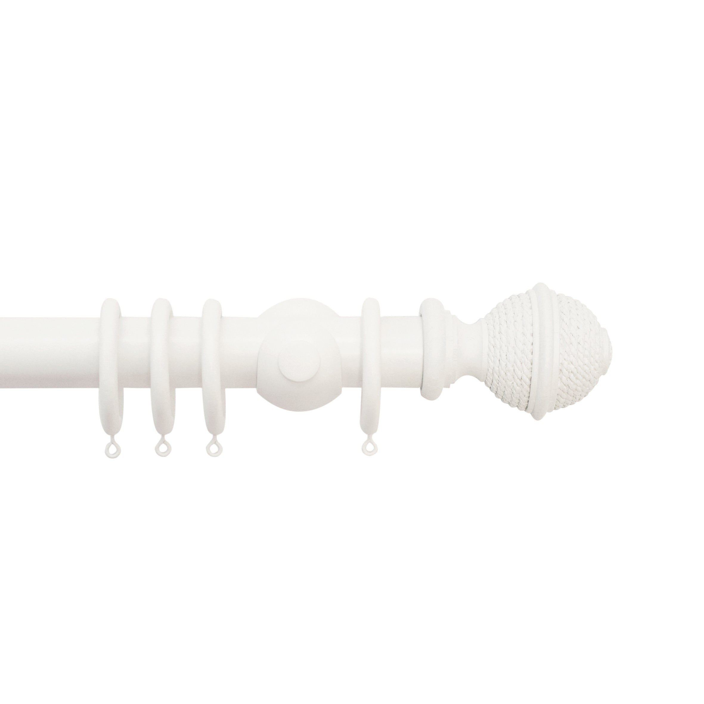 Jones Interiors Hardwick Woven Rope Finial Curtain Pole Set in Cotton