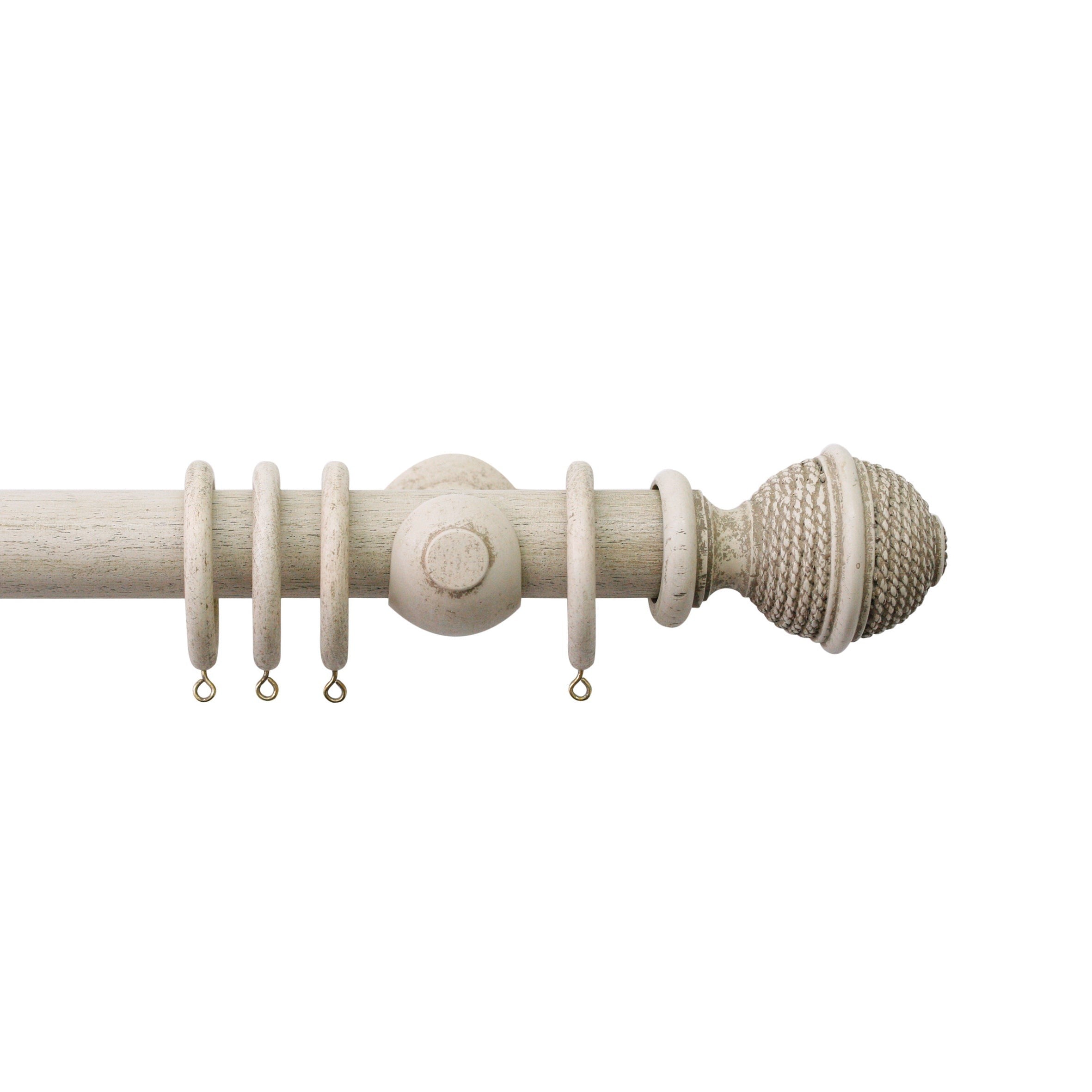 Jones Interiors Hardwick Woven Rope Finial Curtain Pole Set in Putty