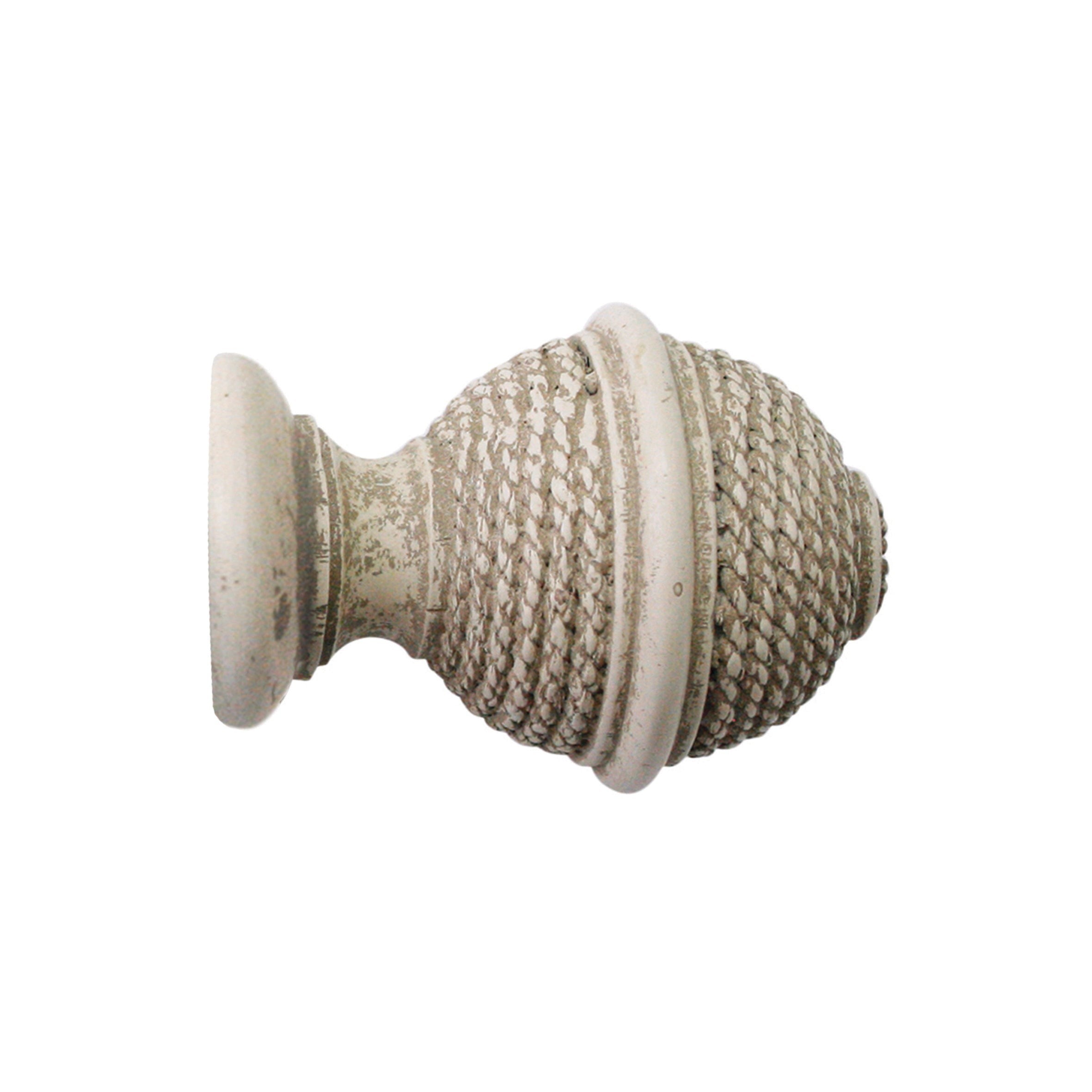 Jones Interiors Hardwick Woven Rope Finial Curtain Pole Set in Putty