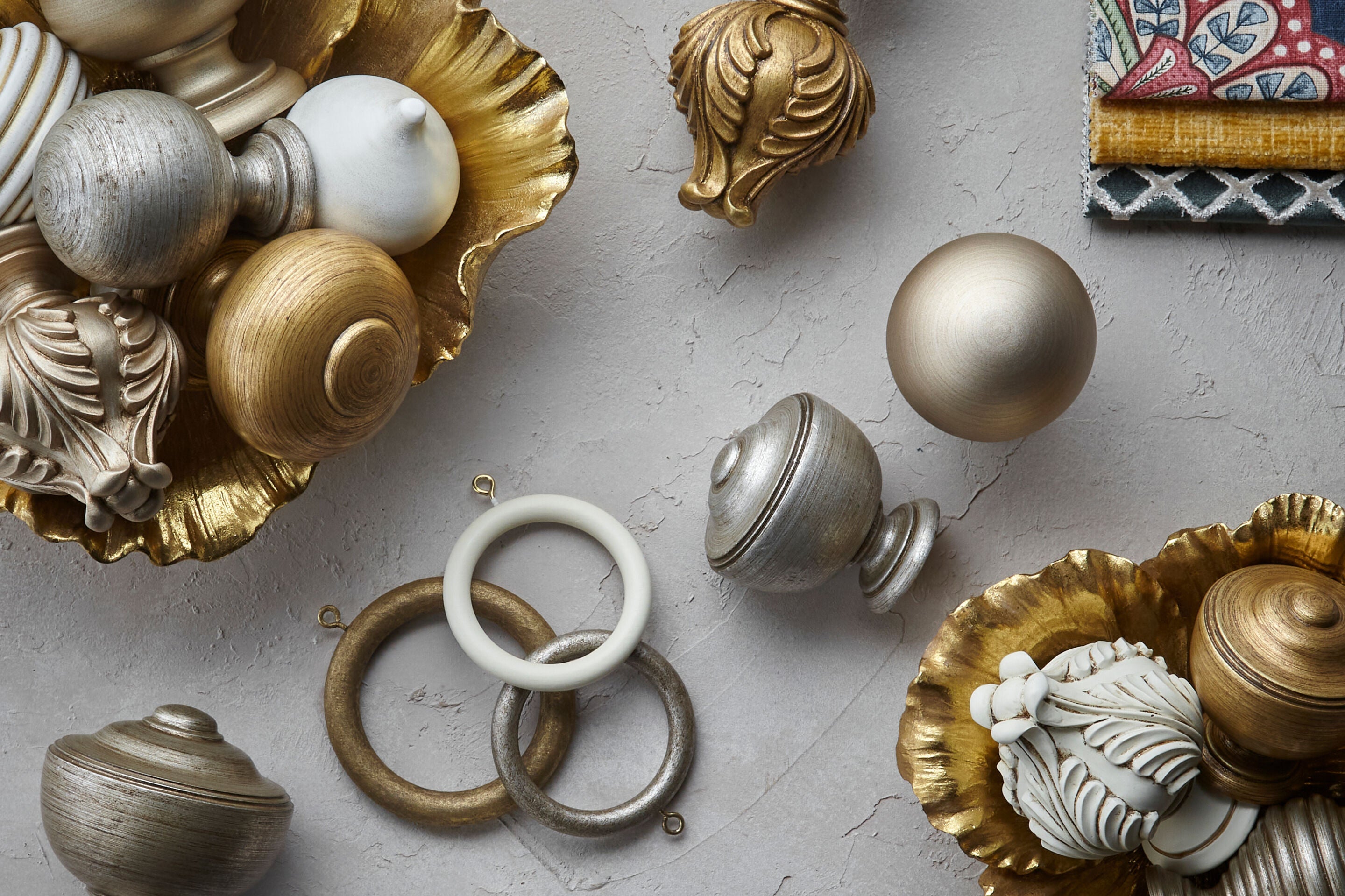 Museum Plain Ball curtain pole in Satin Pewter, room view