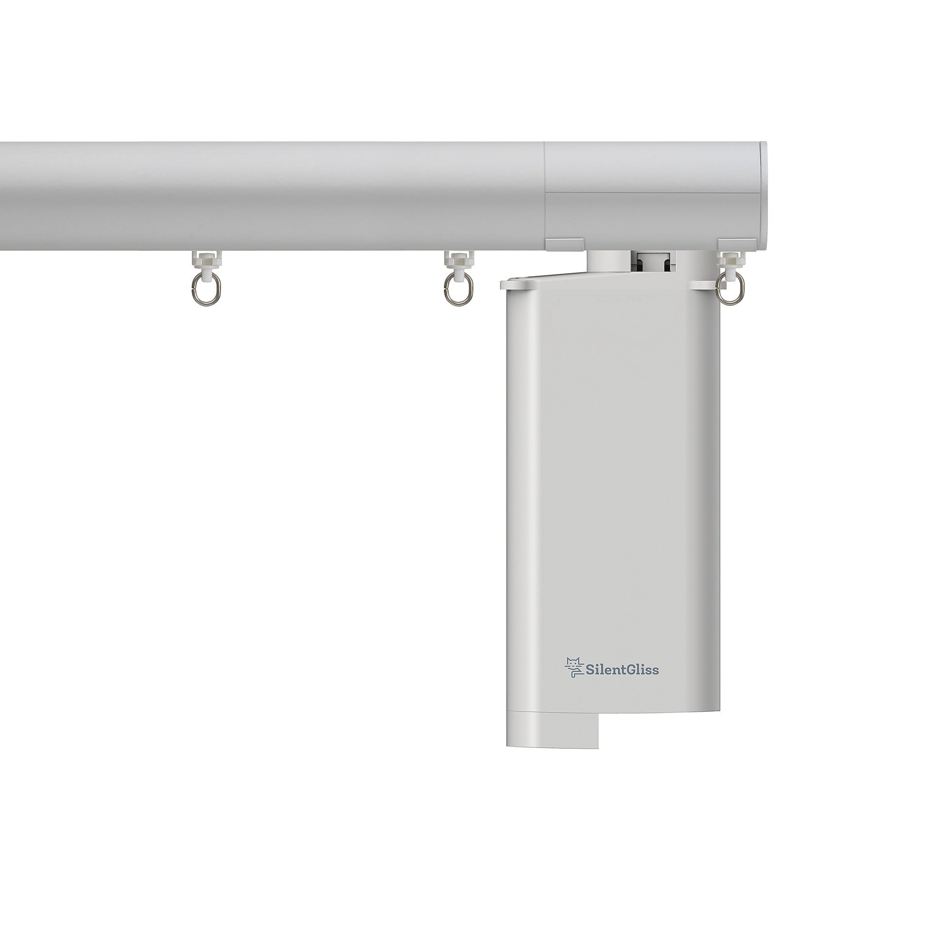Silent Gliss 7670 Motorised Metropole in Anodic Grey with flush endcap and pole mounted motor