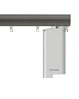 Silent Gliss 7670 Motorised Metropole in Bronze with flush endcap and pole mounted motor