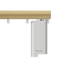Silent Gliss 7670 Motorised Metropole in Sand with flush endcap and pole mounted motor