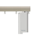 Silent Gliss 7670 Motorised Metropole in Taupe with flush endcap and pole mounted motor