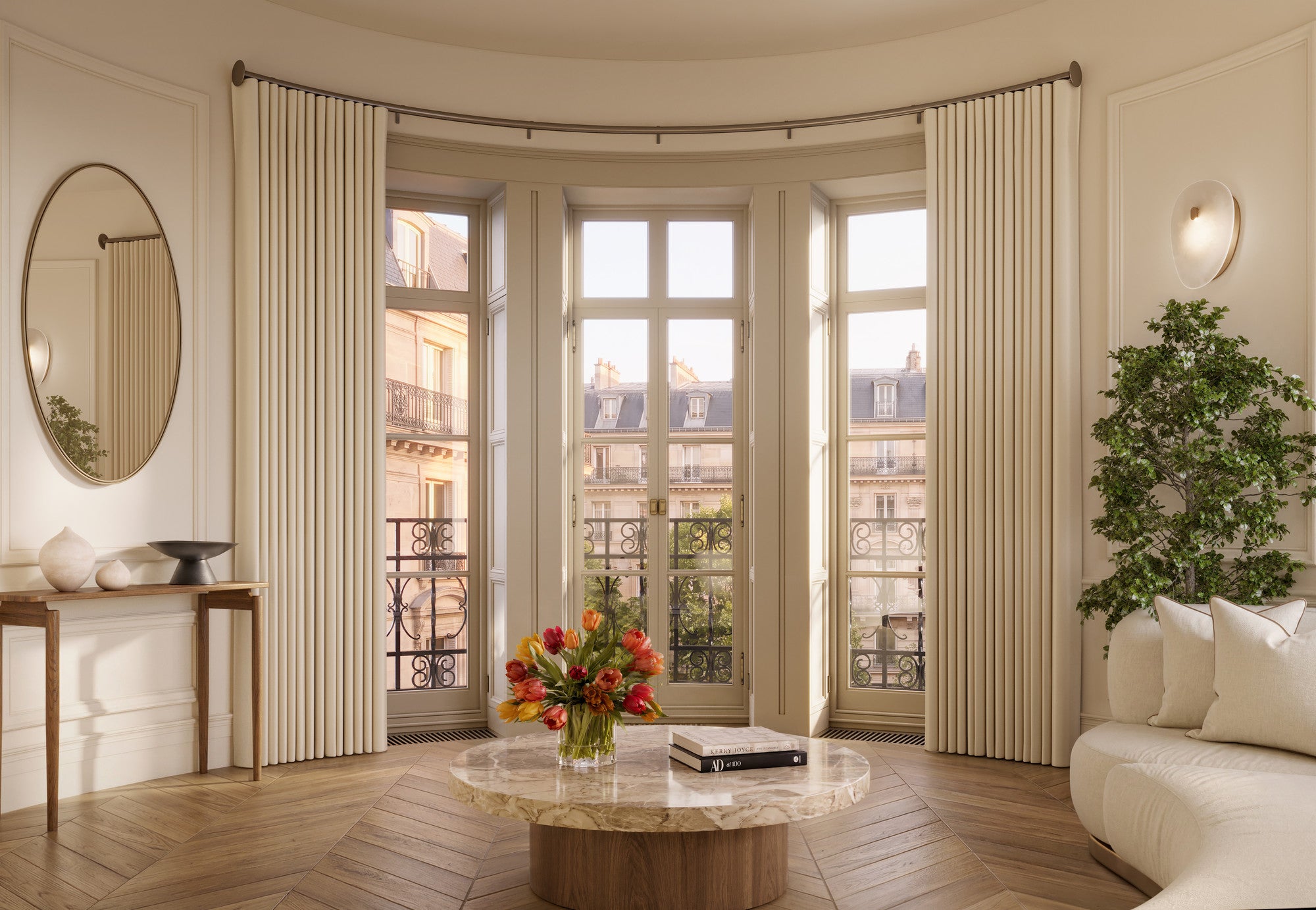 Motorised Metropole fitted around a living room bay window
