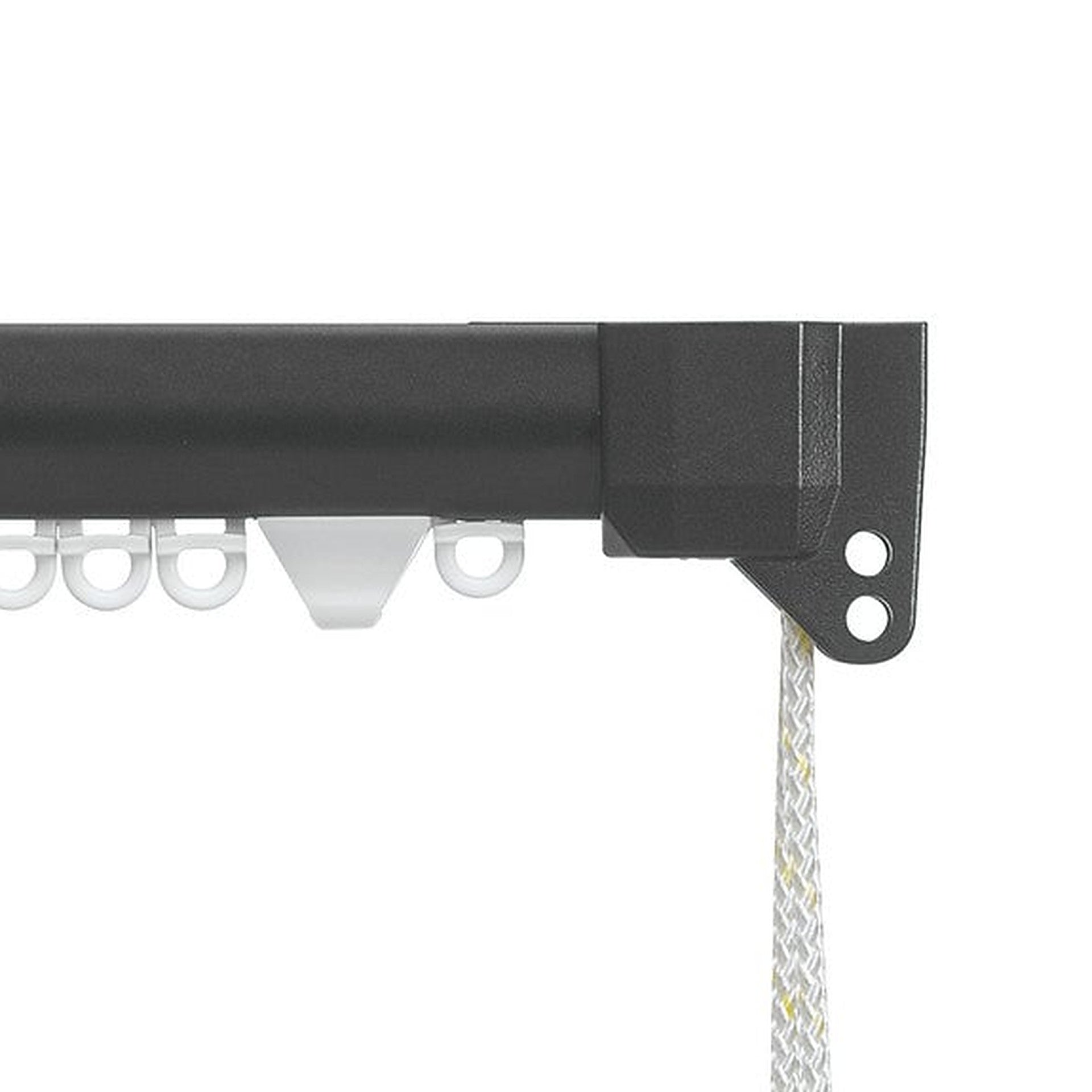 Silent Gliss 3840 Corded Curtain Track in Charcoal, end cap and gliders