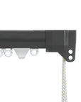 Silent Gliss 3840 Corded Curtain Track in Charcoal, end cap and gliders