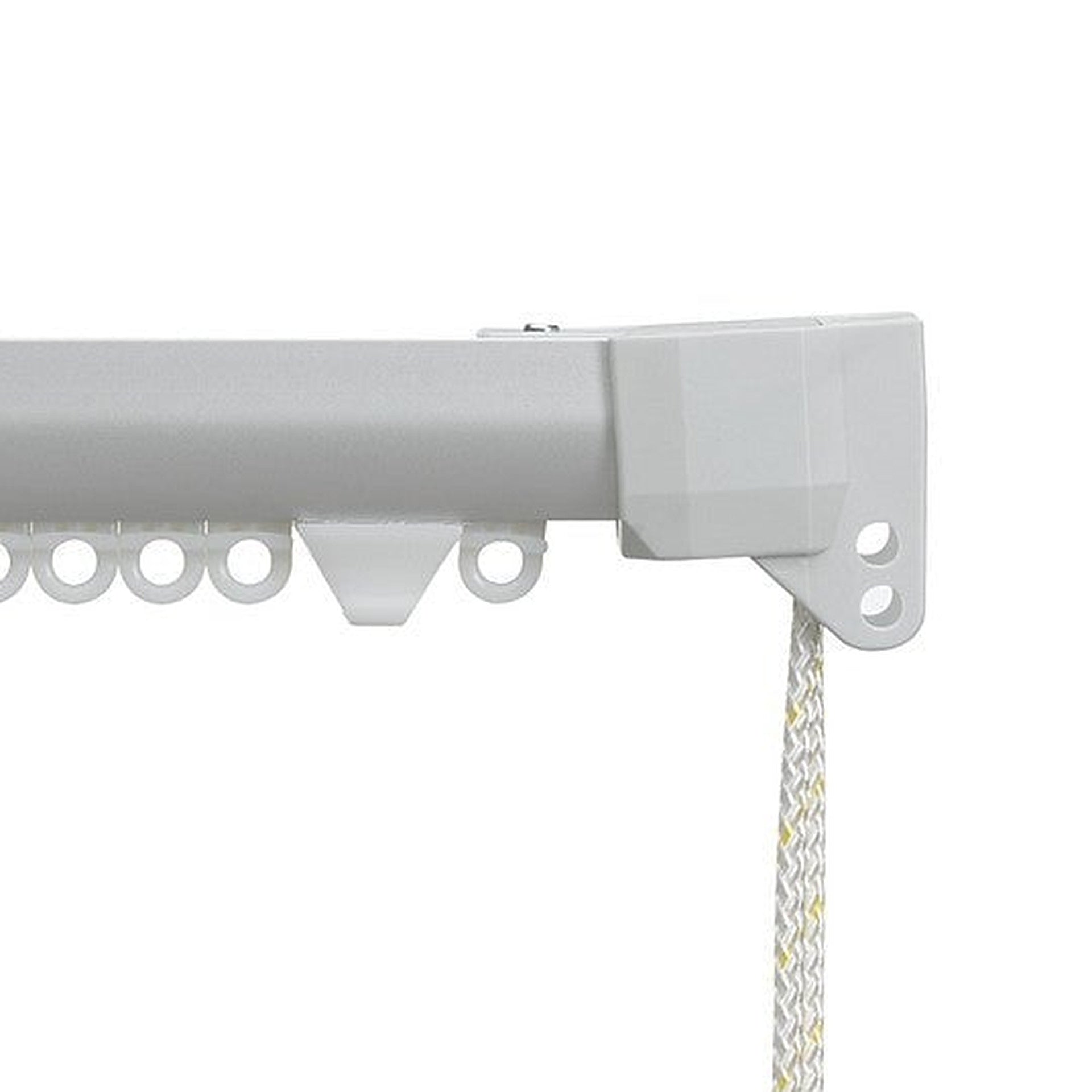Silent Gliss 3840 Corded Curtain Track in Silver, end cap and gliders