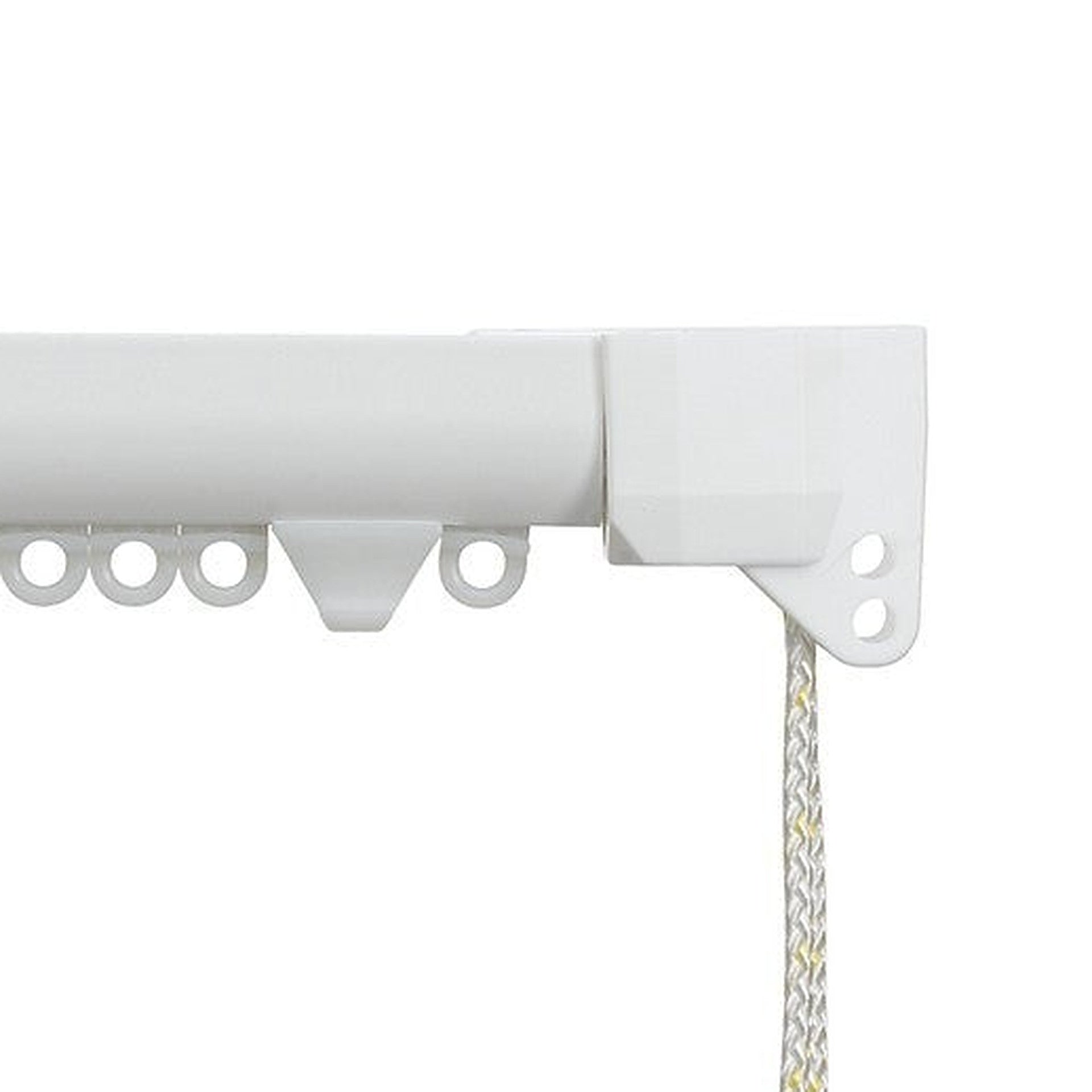 Silent Gliss 3840 Corded Curtain Track in White, end cap and gliders